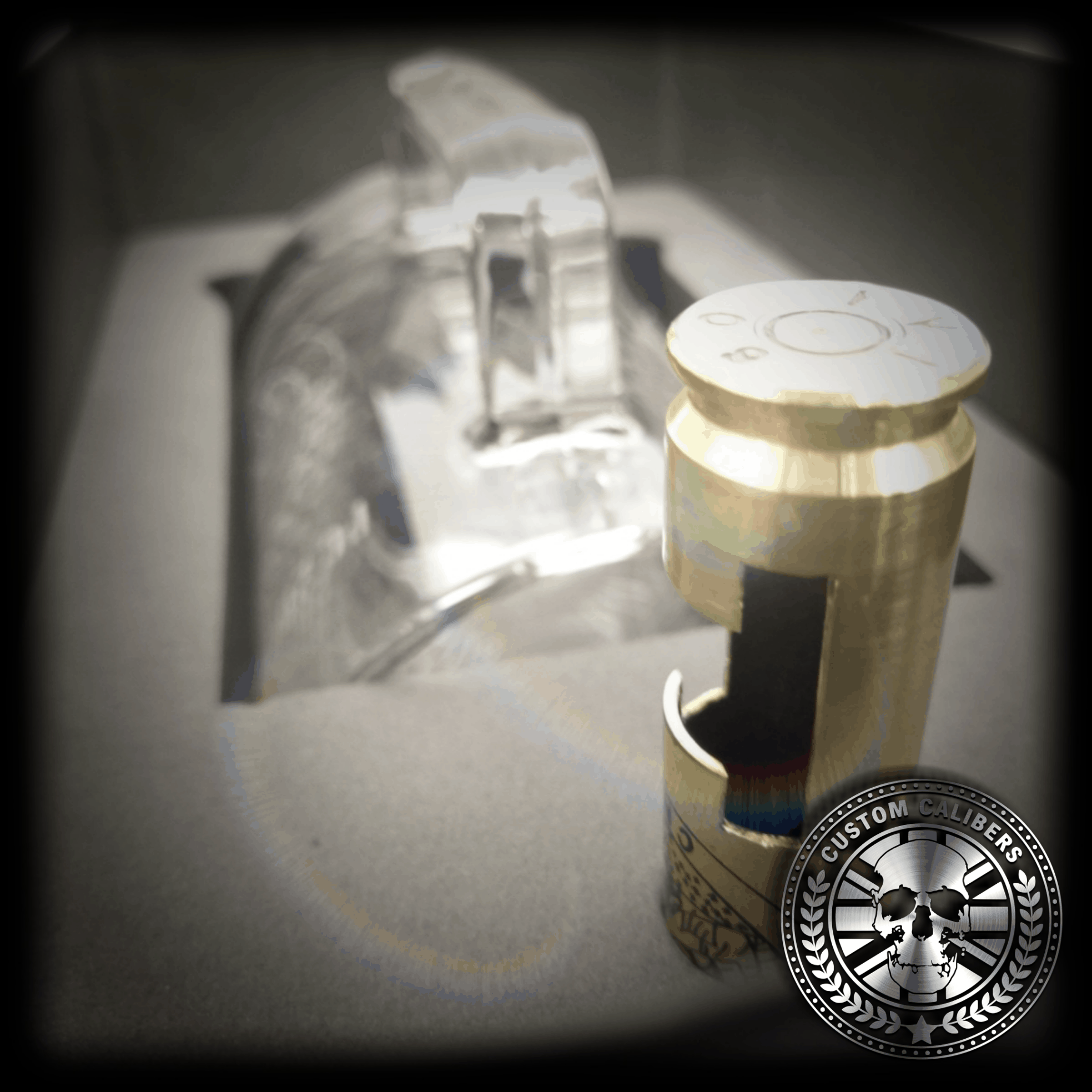 A second image of a custom glass with complementary bullet