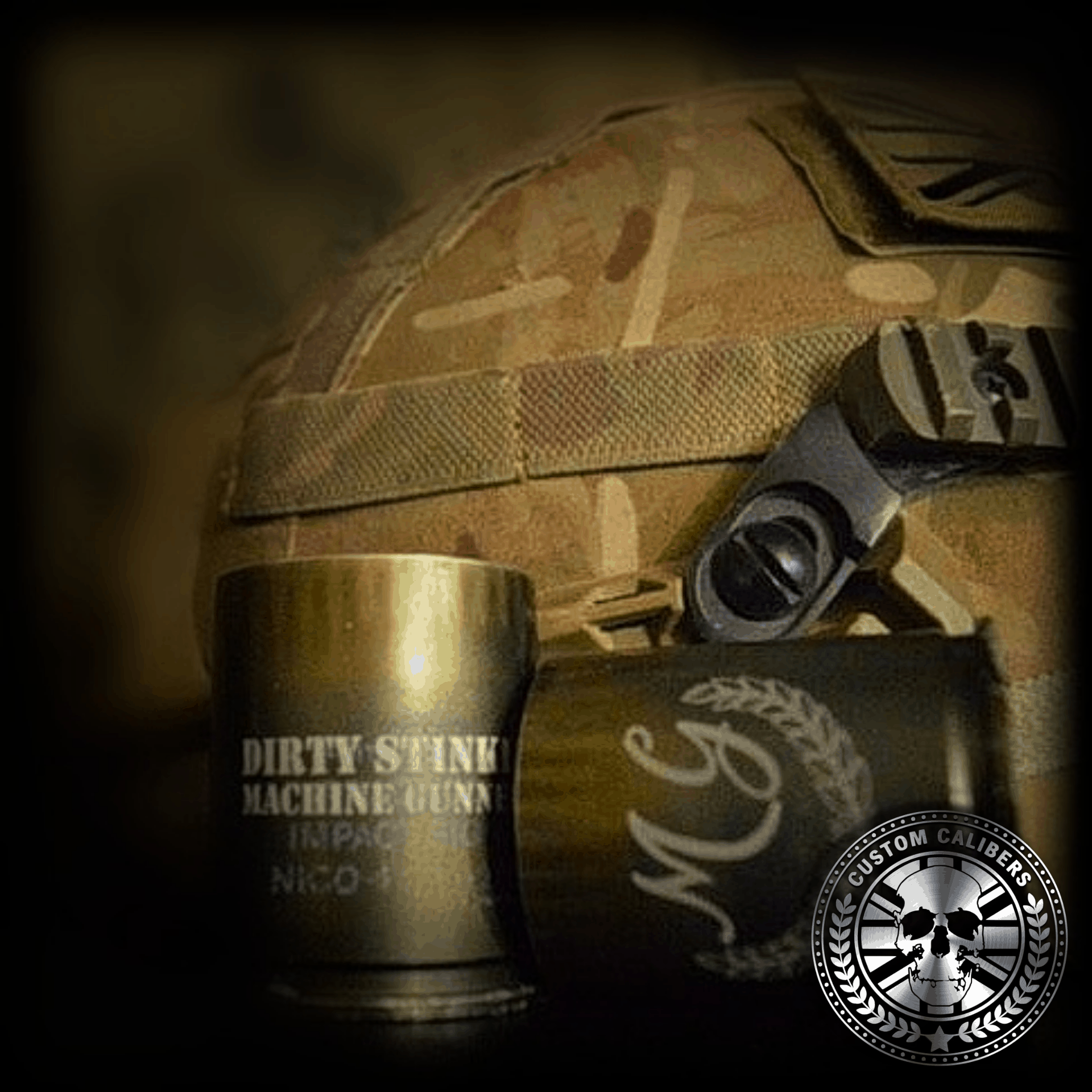 anotherprofessionalshotofourmmgrenadeGMGgrenadeshotglassesnexttoasoldierstacticalhelmet