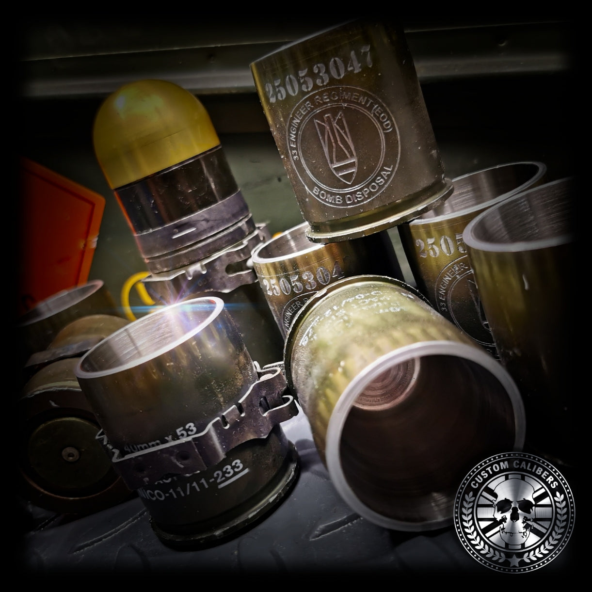 Genuine 40mm GMG Casing Shot Glass With Link