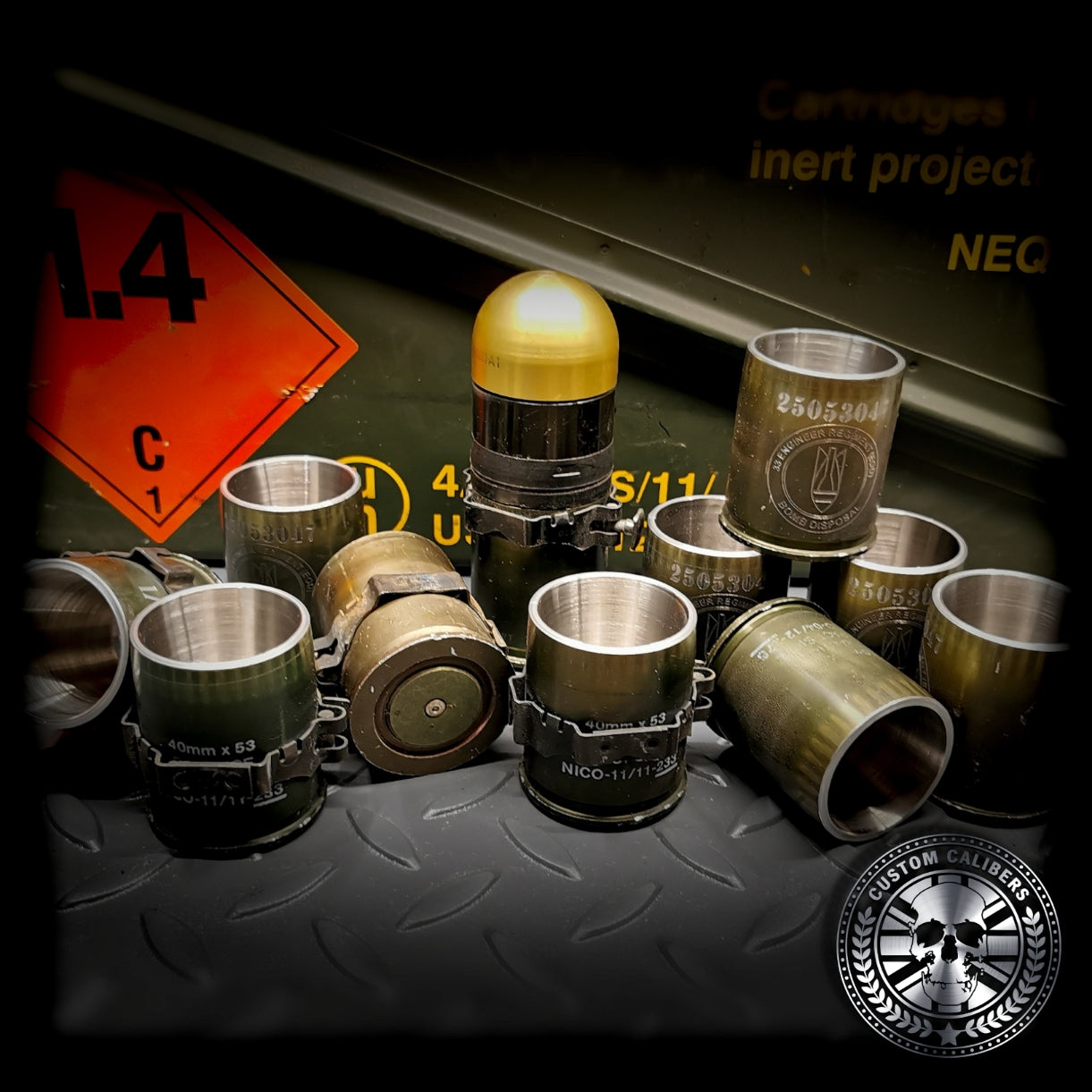 Genuine 40mm GMG Casing Shot Glass With Link