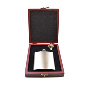 Brushed Steel Hip flask and luxury gift box set