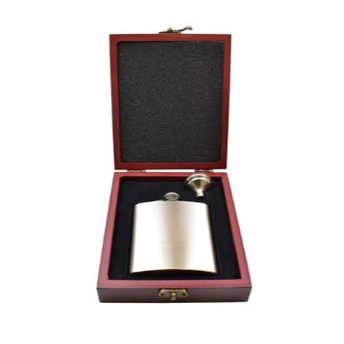 Brushed Steel Hip flask and luxury gift box set