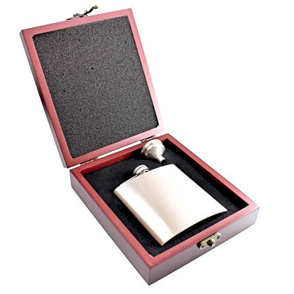 Brushed Steel Hip flask and luxury gift box set