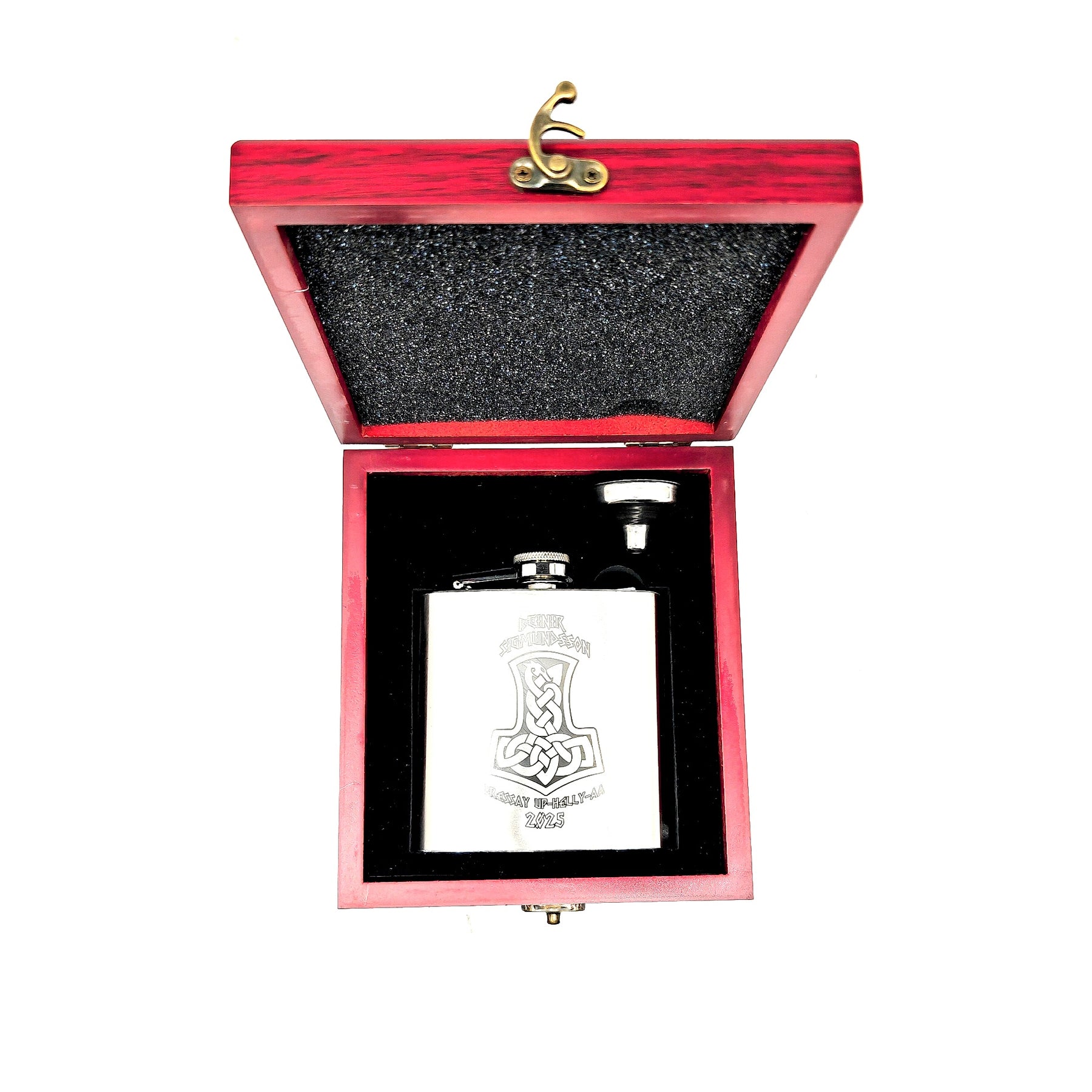 Brushed Steel Hip flask and luxury gift box set