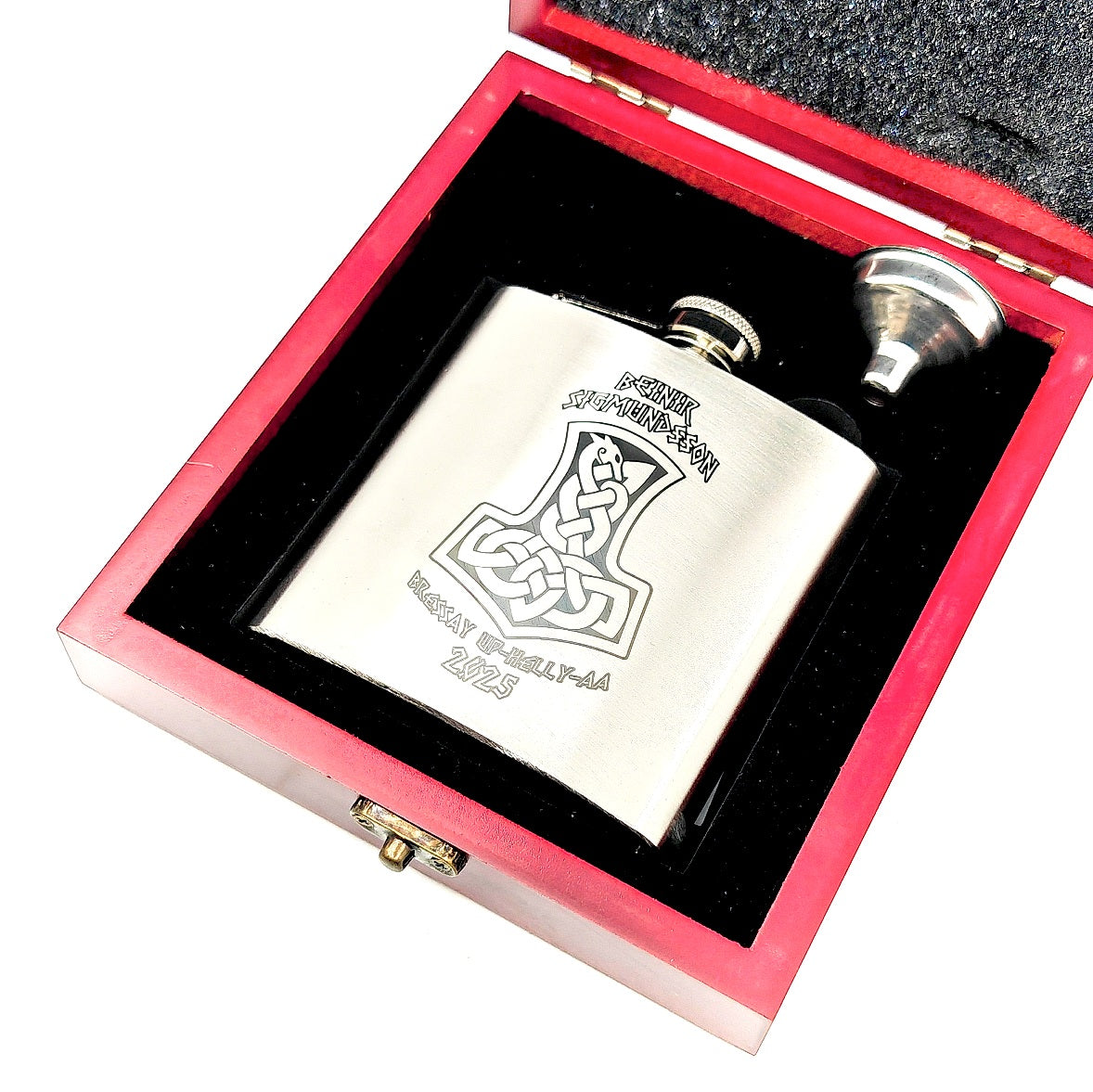 Brushed Steel Hip flask and luxury gift box set