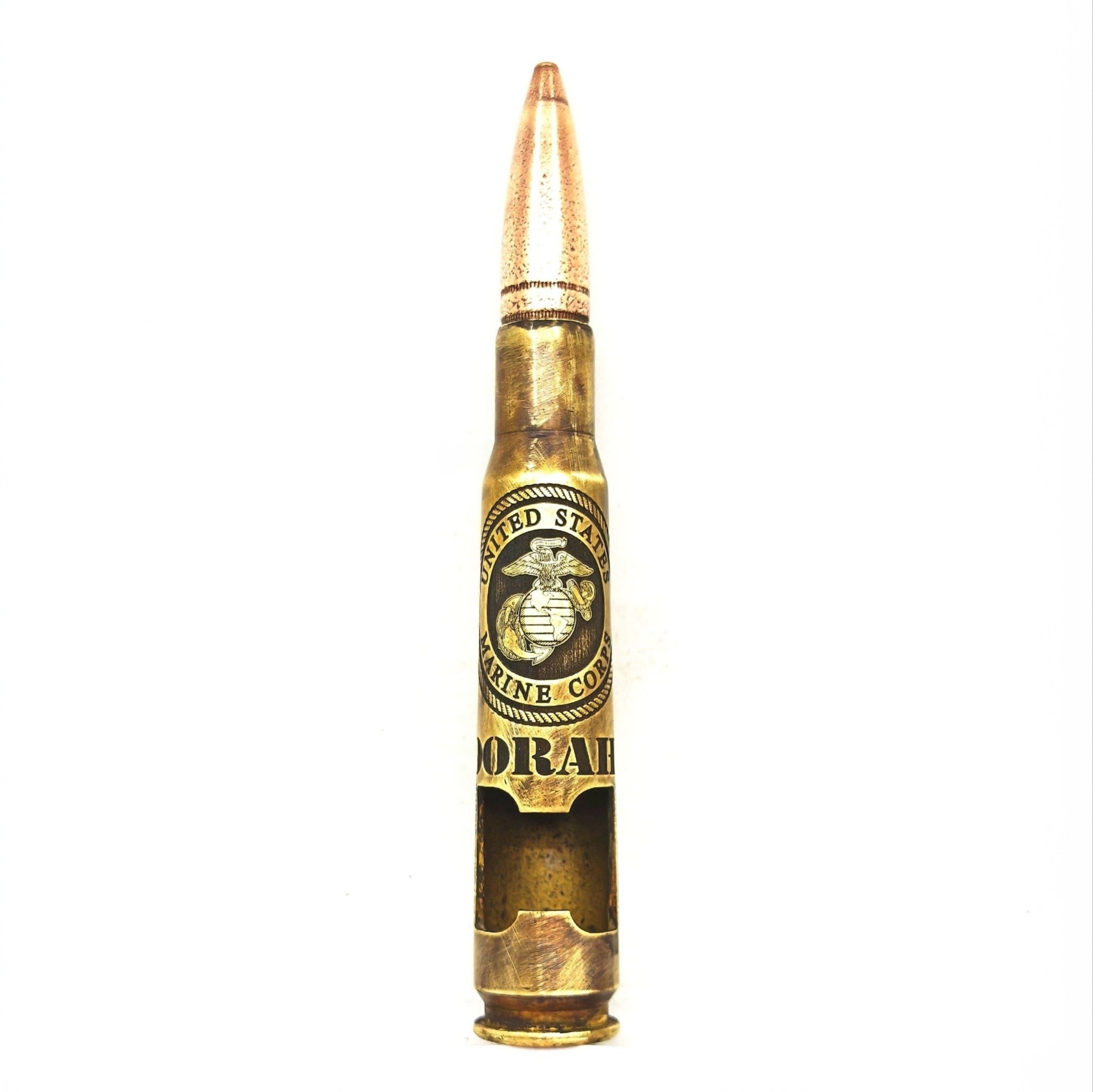 Battle-scarred Brass Genuine .50 Caliber Bullet bottle opener