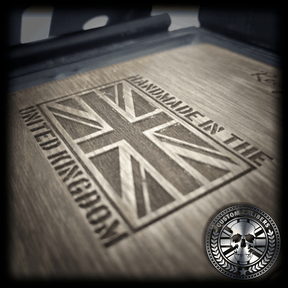 A Union Jack with the words Handmade in the United Kingdom around it