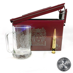 the ammo tin beer gift set in airborne burgundy