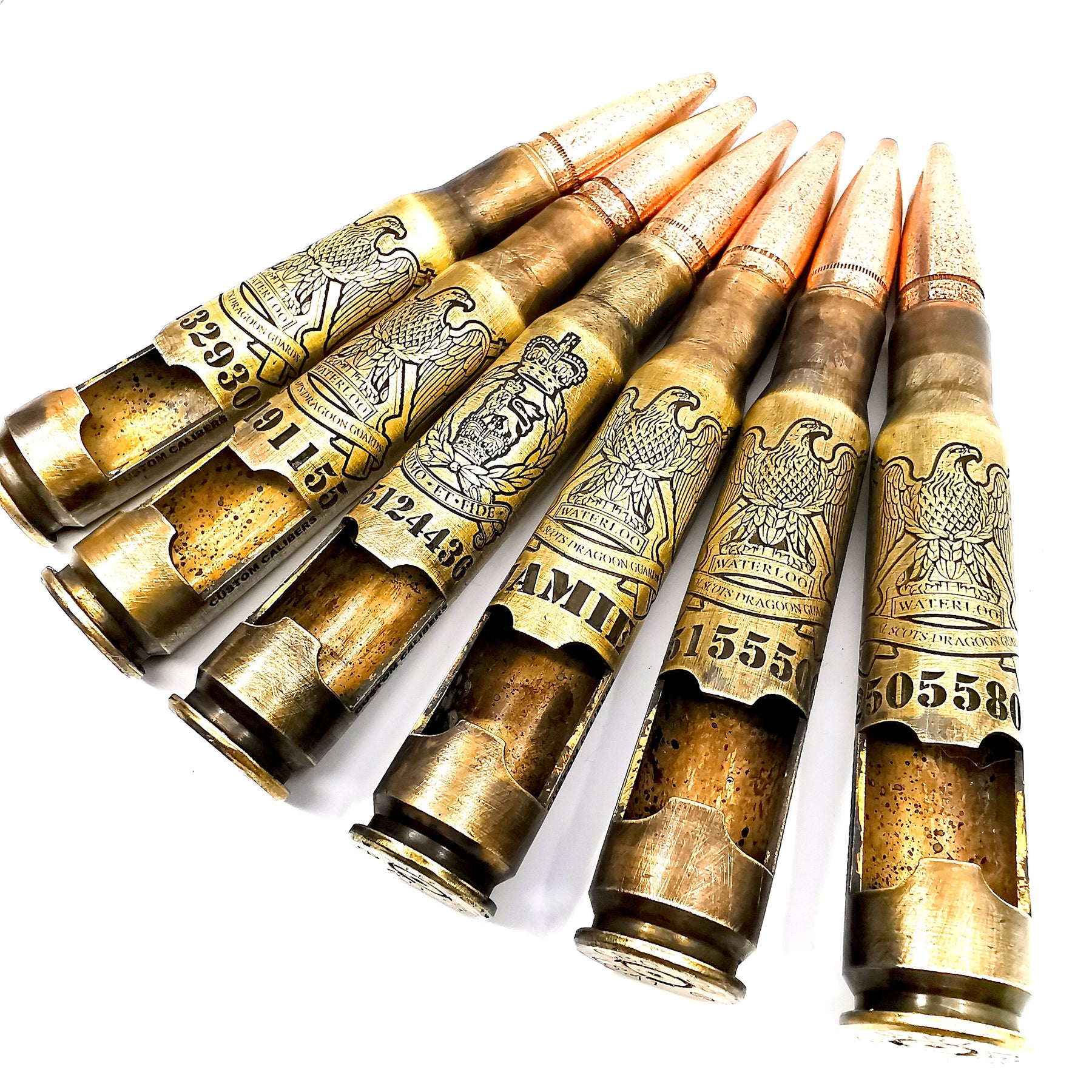 Battle-scarred Brass Genuine .50 Caliber Bullet bottle opener