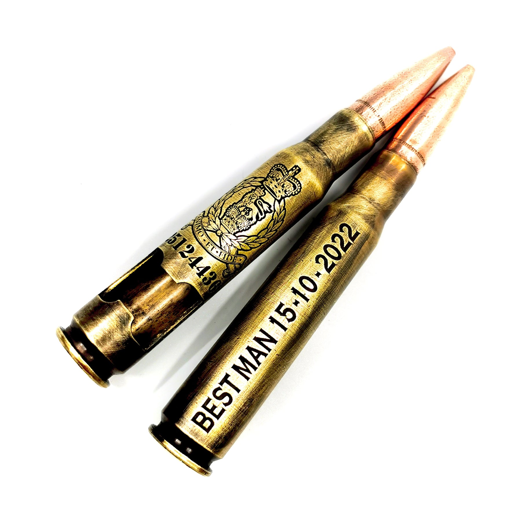 Battle-scarred Brass Genuine .50 Caliber Bullet bottle opener