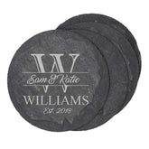 slate coaster round with logo engraved