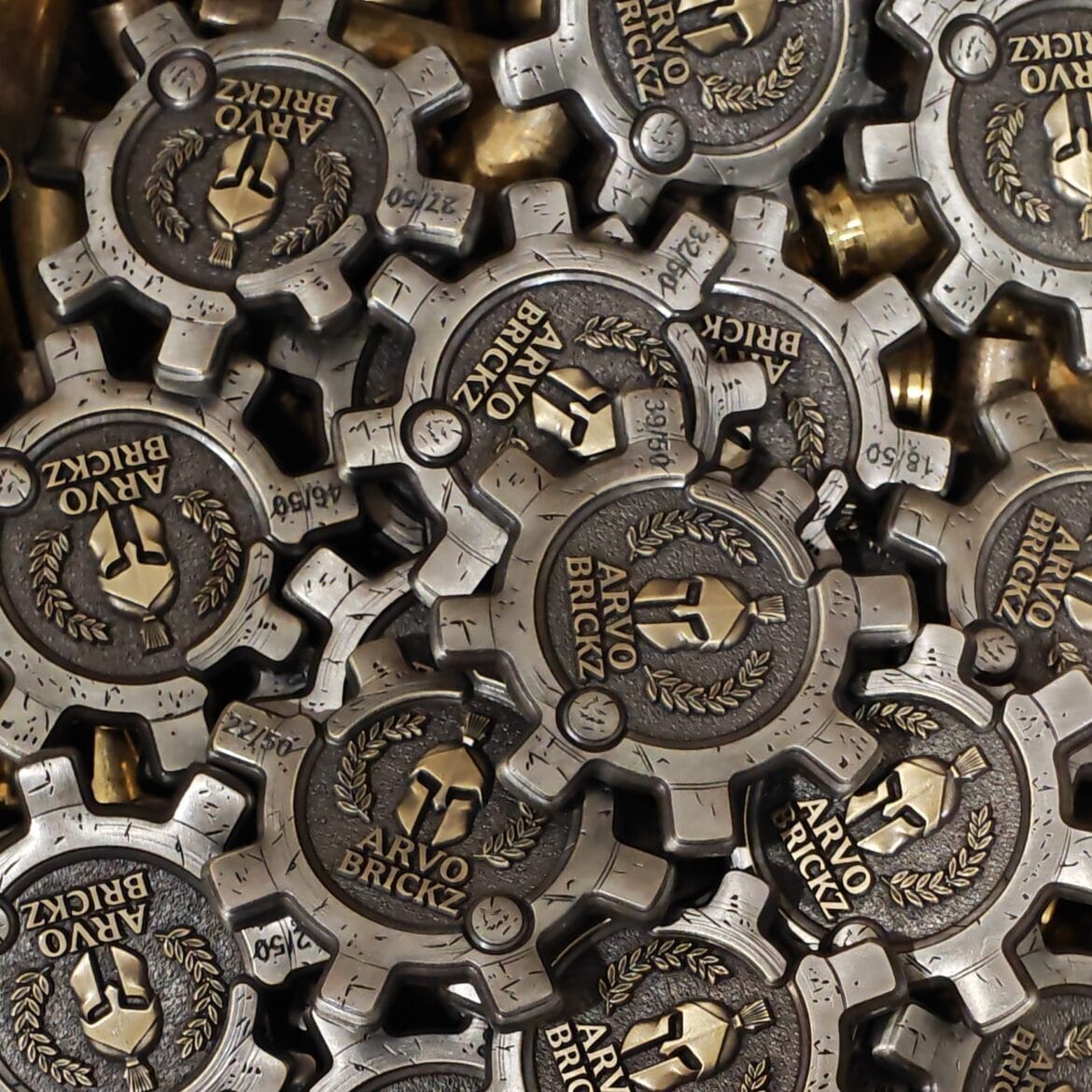 Close-up of a custom challenge coin