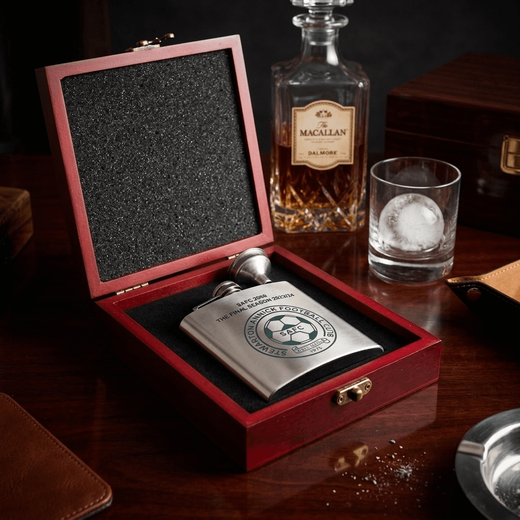 Steel Hip flask and luxury gift box set - Image 2