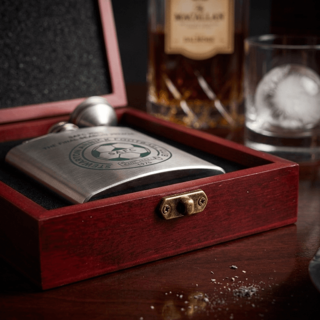 Steel Hip flask and luxury gift box set - Image 6