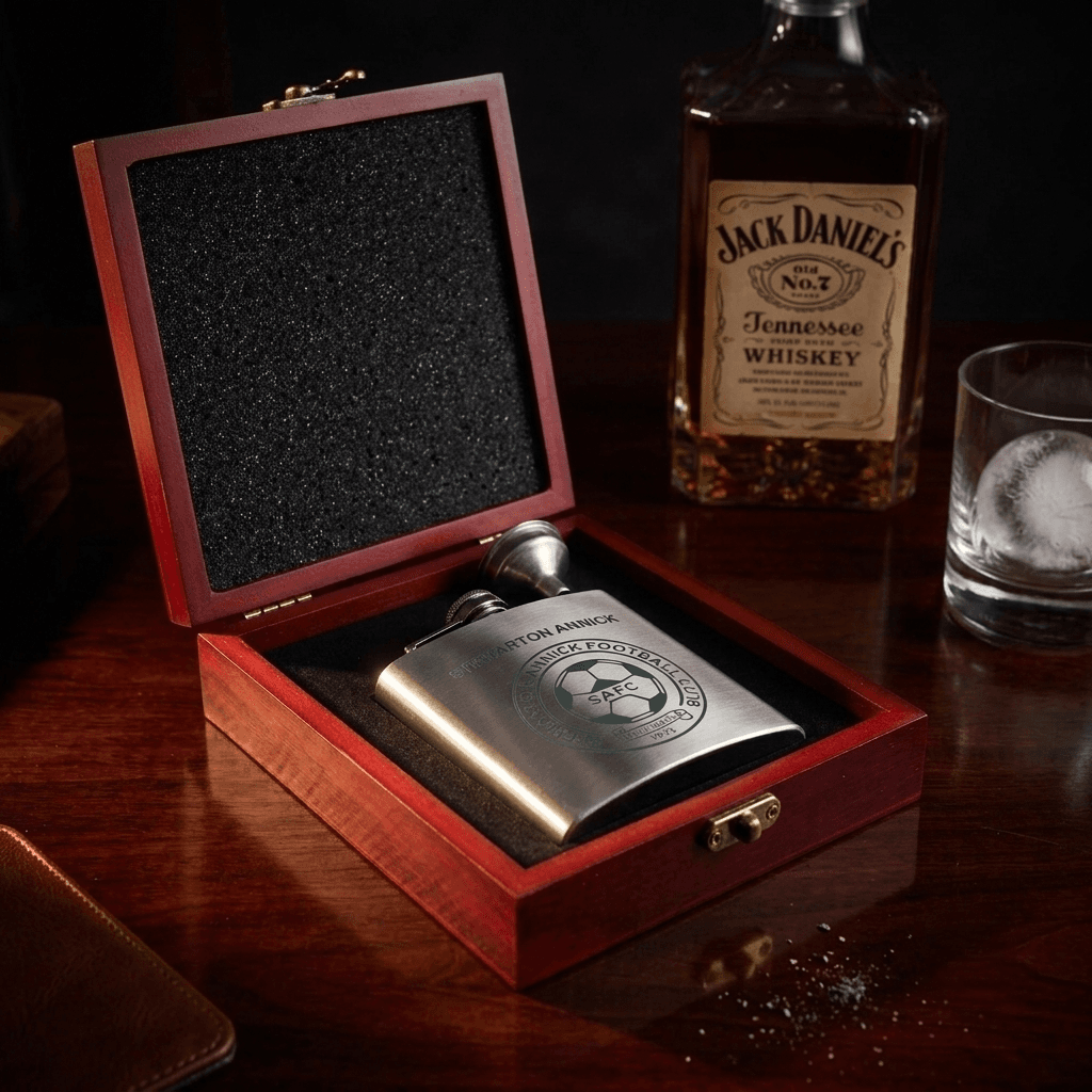 Steel Hip flask and luxury gift box set - Image 5