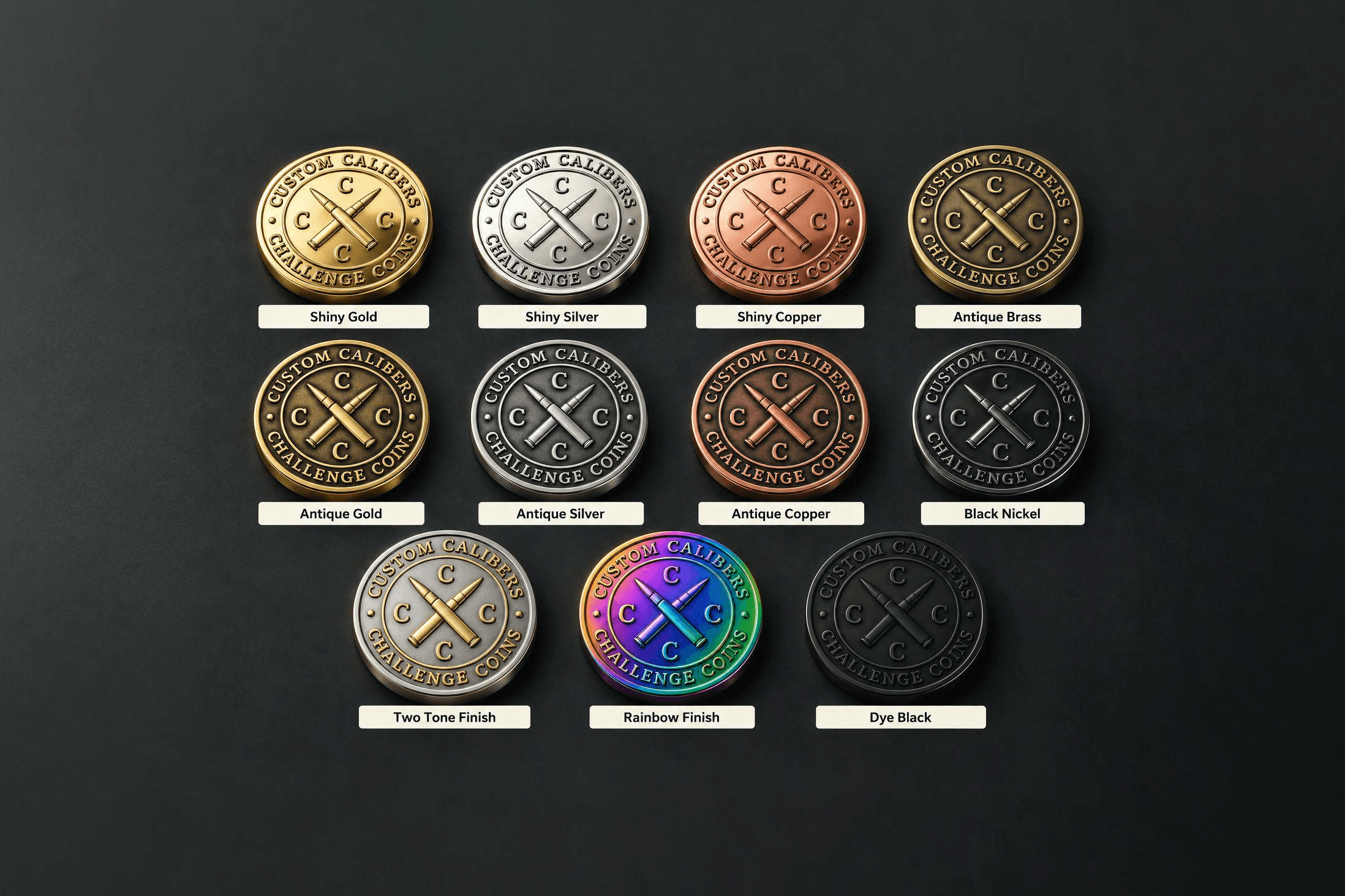 Custom challenge coin plating colours and finish options