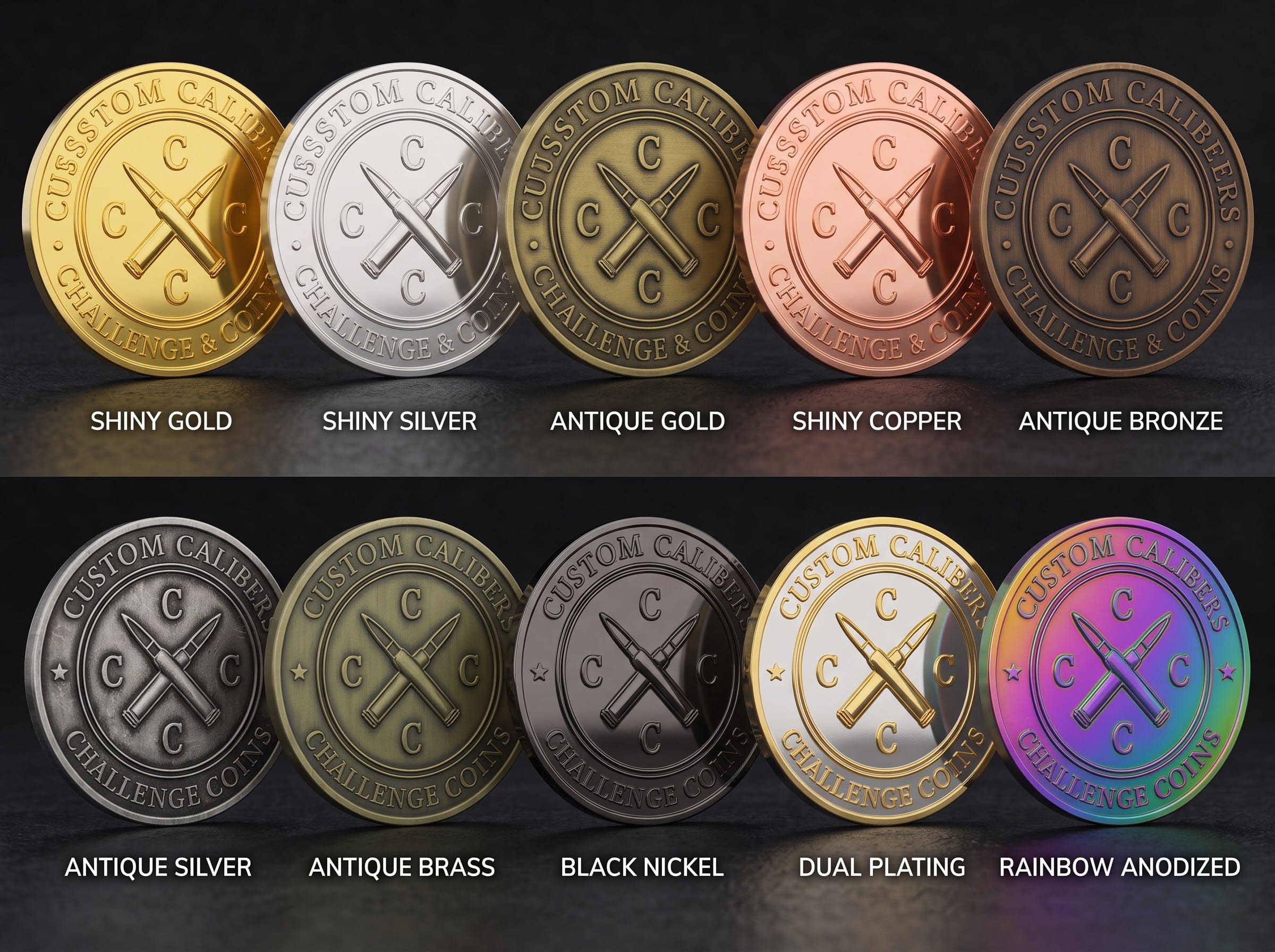 Custom Calibers metal finish comparison chart