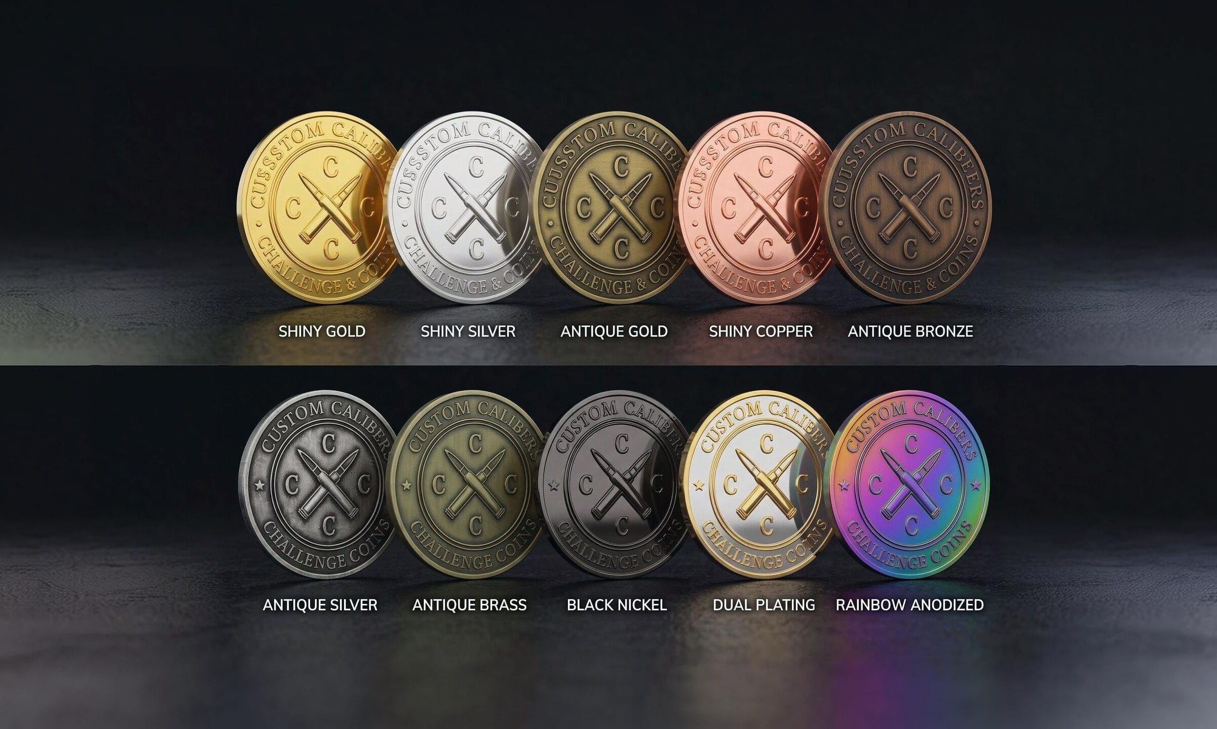 Custom challenge coin plating colours and finish options